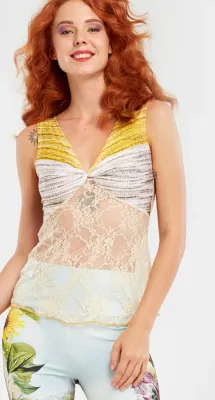 IPNG: In Paradiso Sunflower Lace Top (Ship Immed, 1 Left!)