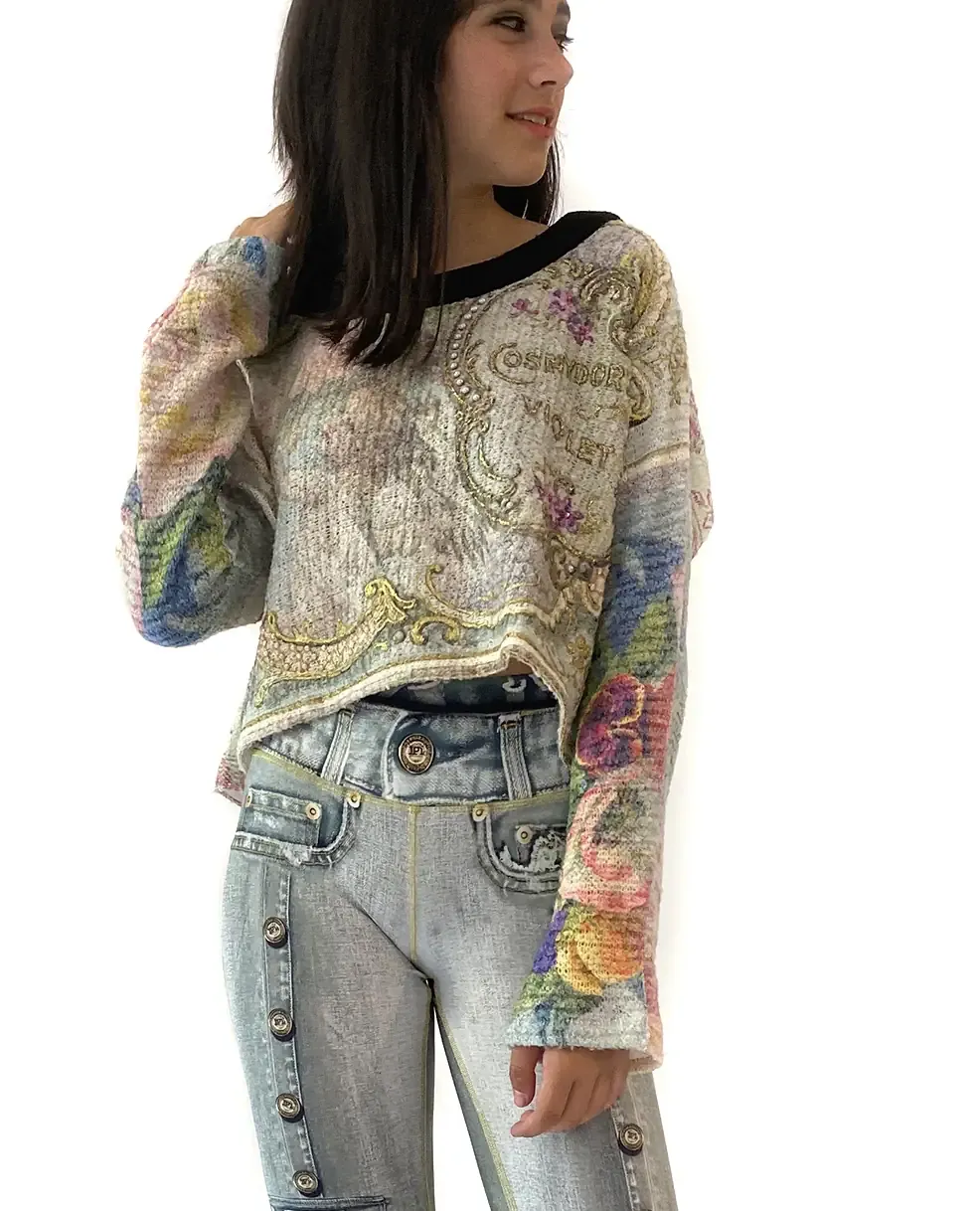 IPNG: Label Longings Pink Rose Cupid Flared Sweater