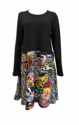 Maloka: Jungle Party Abstract Art Mixed Media Sweater Dress