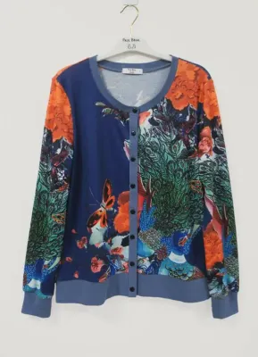 Paul Brial: Orange Butterfly Garden Art Cardigan