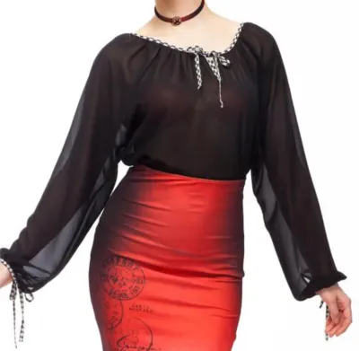 IPNG: Keyhole Tie Up Tunic Blouse