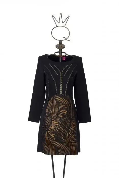 Save The Queen Italy: Black Gold Embroidered Jacquard Dress (1 Left!)