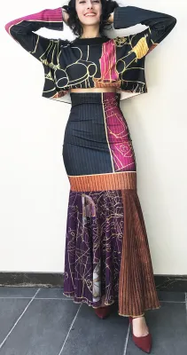 IPNG: Sliding Rooms Flared Illusion Ruffled Long Skirt