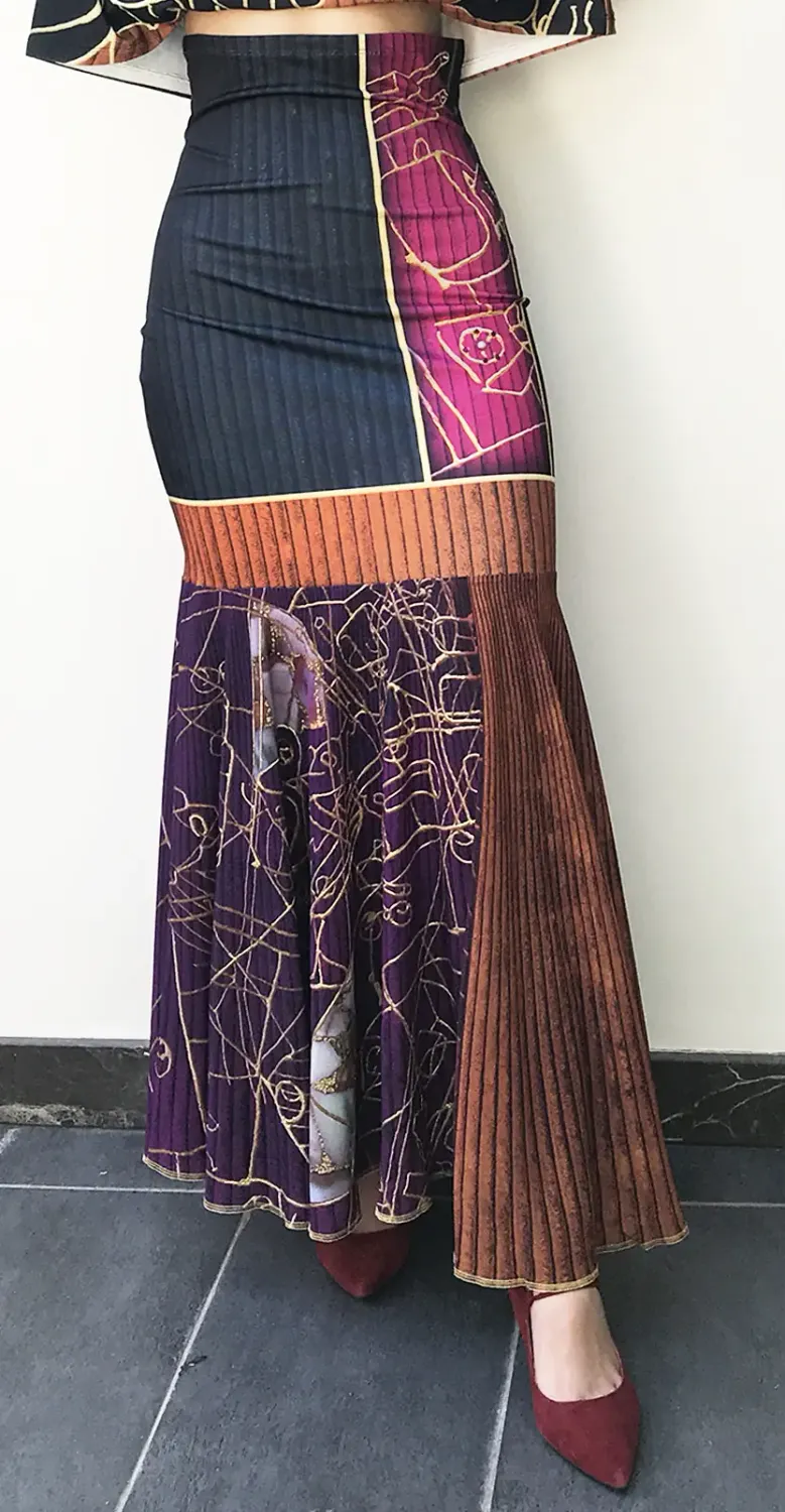 IPNG: Sliding Rooms Flared Illusion Ruffled Long Skirt