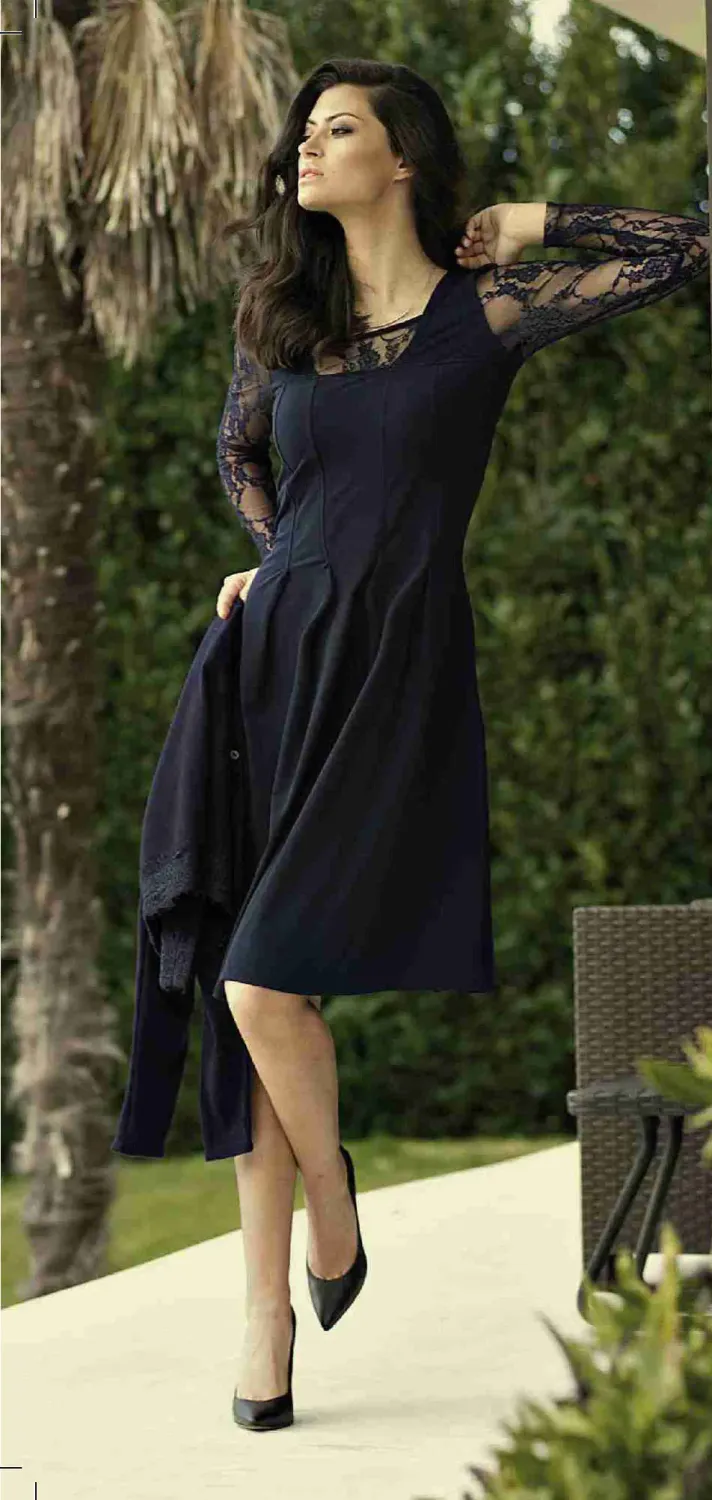 Maloka: Blue Violet Lace Embroidered Dress