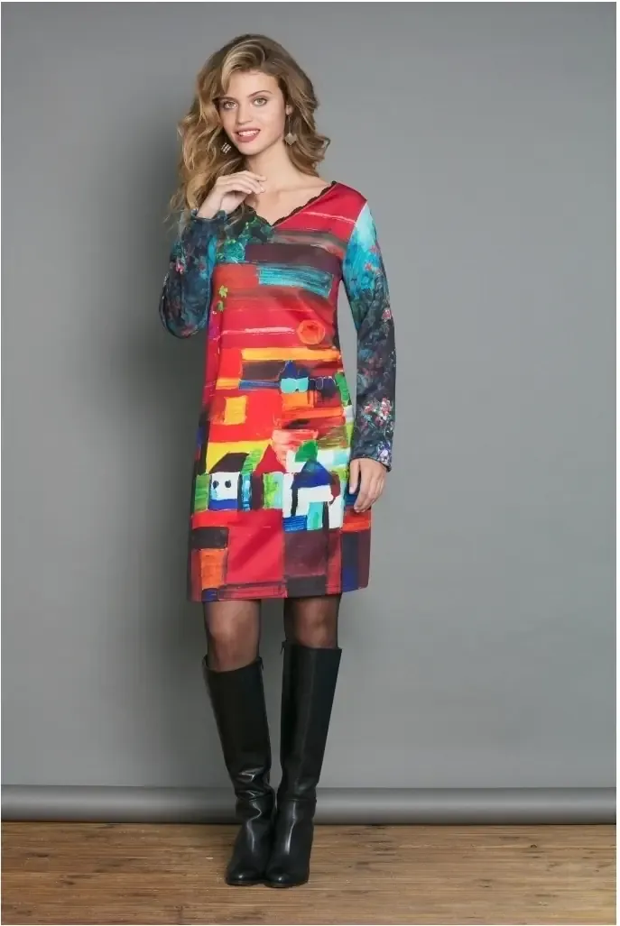 Maloka: French Fairytale Village Abstract Art Slip Dress (1 Left!)
