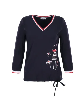 Dolcezza: Humour Me In Navy Tied Hem T-Shirt