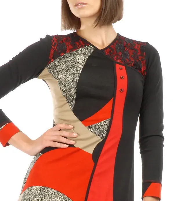 S'Quise Paris: Asymmetrical Color Pieced Midi Dress (2 Left!)