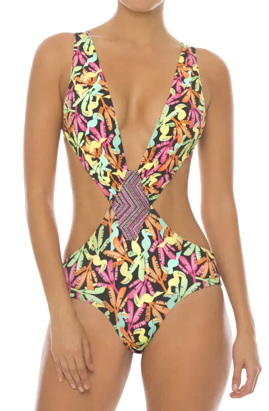 Paradizia Swimwear: Aztec Flower Petals Cutout One-Piece Swimsuit