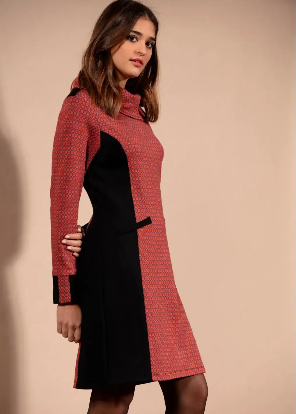 Maloka: Sedona Rock Jacquard Contrast Dress