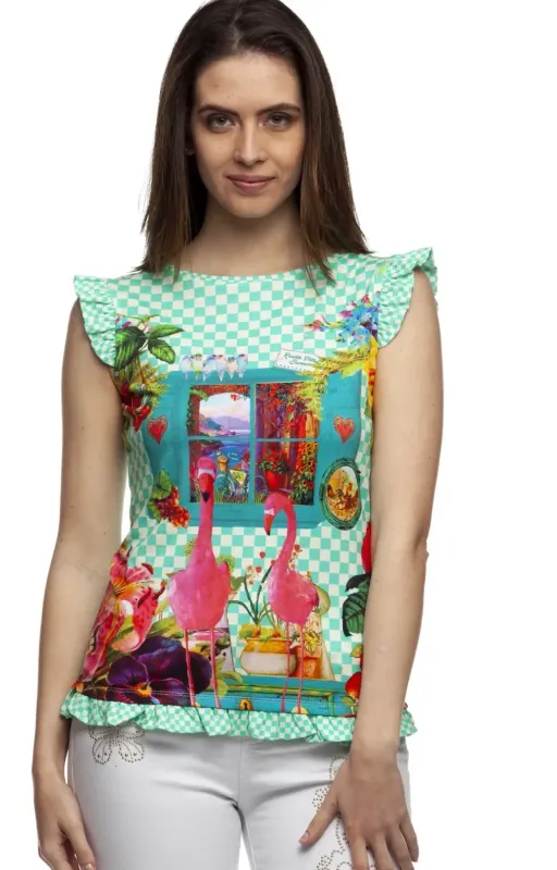 Rosalita McGee: Pink Flamingos On The Amalfi Coast Art Top