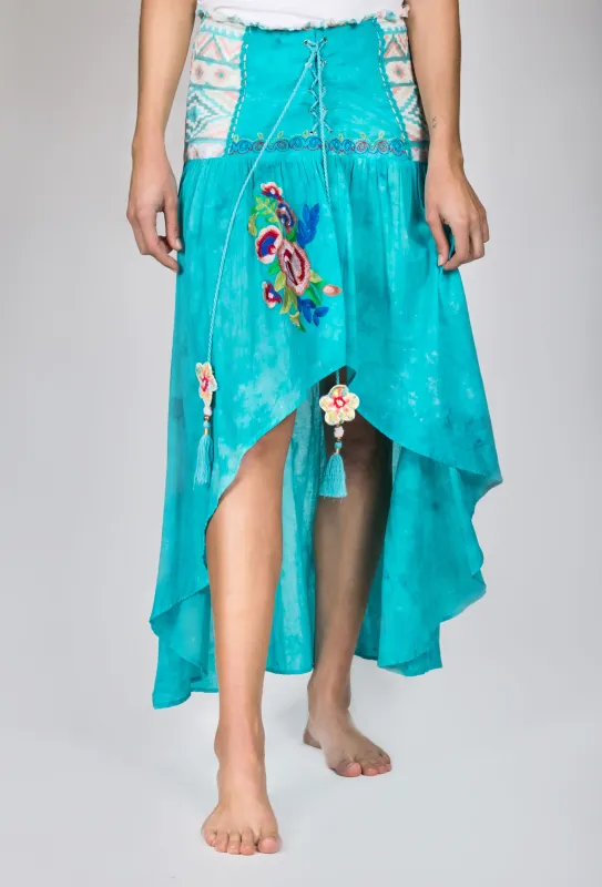 Shoklett: High Low Corset Waist Sea Flower Skirt Sherlyn