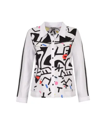 Simply Art Dolcezza: Naissance De L'Origine Asymmetrical Abstract Art Buttoned Cardigan Blouse