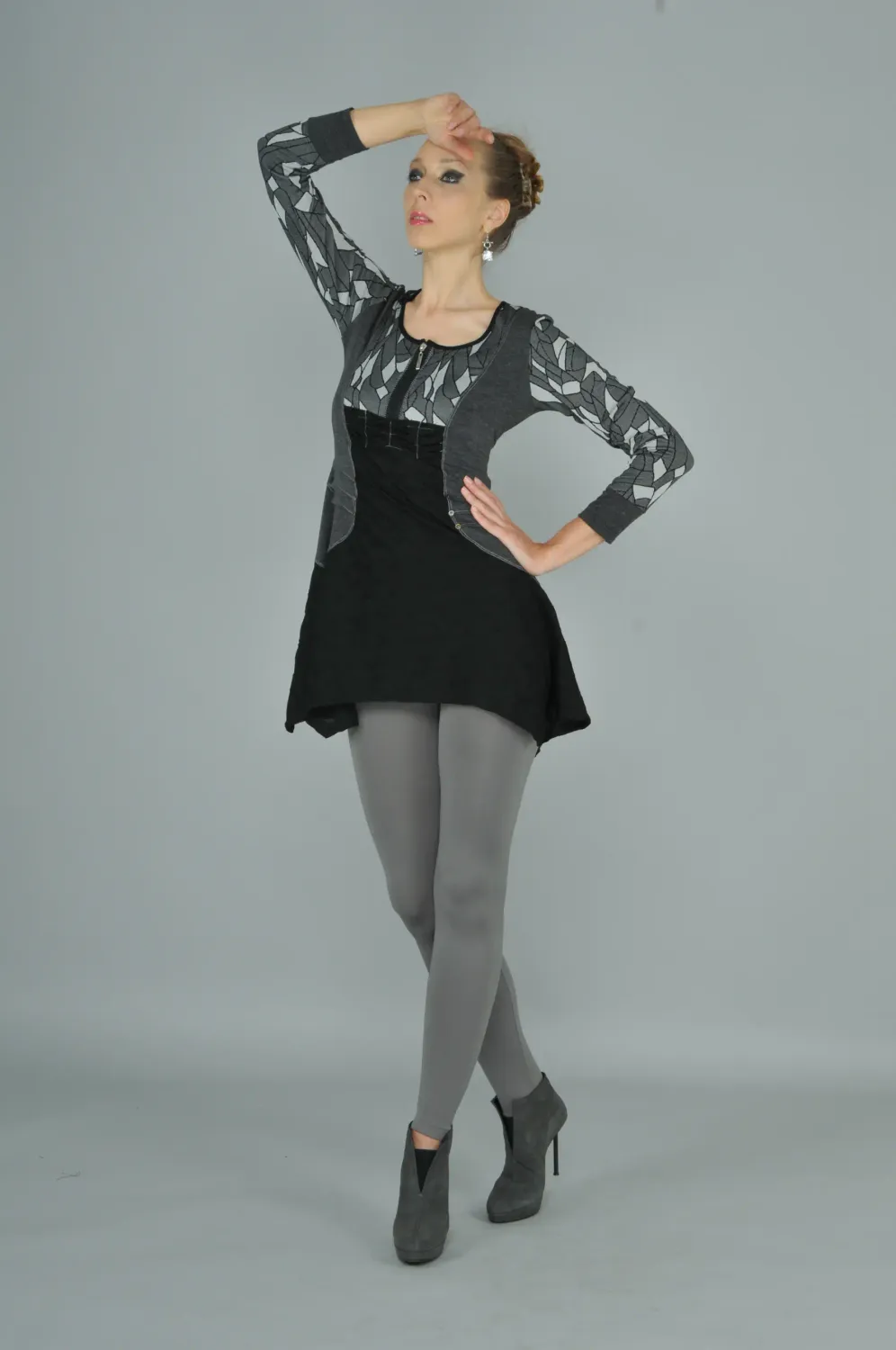 Dzhavael Couture: Asymmetrical Smoking Grey Tunic