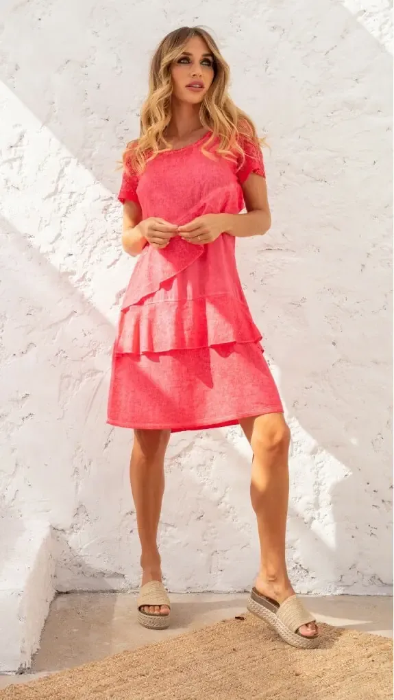 Maloka: Flirty Ruffles Linen Dress (1 Left in Azure Blue!)