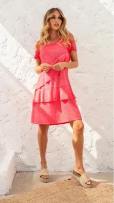 Maloka: Flirty Ruffles Linen Dress (1 Left in Azure Blue!)