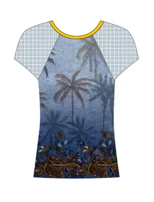 Paul Brial: Palm Tree Printed Mesh Sleeve T-Shirt