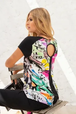 Maloka: Pink Leopard Faux Split Abstract Art T-Shirt