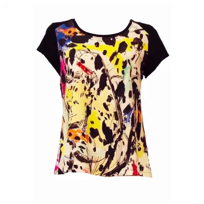 Maloka: Pink Leopard Faux Split Abstract Art T-Shirt