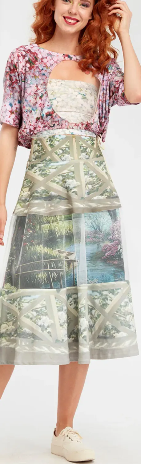 IPNG: A Window Into Paradiso A-line Midi Skirt (Some Ship Immed!)