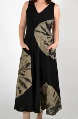 Luna Luz: Globe Cross Over Bodice Long Cotton Dress