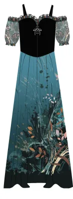 Paul Brial: Underwater Flight Abstract Art Corset Maxi Dress