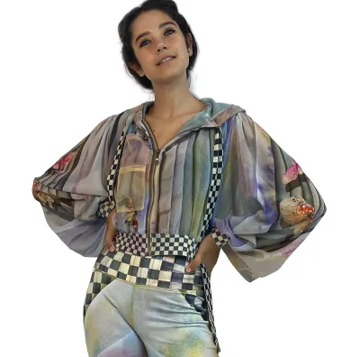 IPNG: Never Enough Color Orchid Illusion Hoodie Puff Jacket