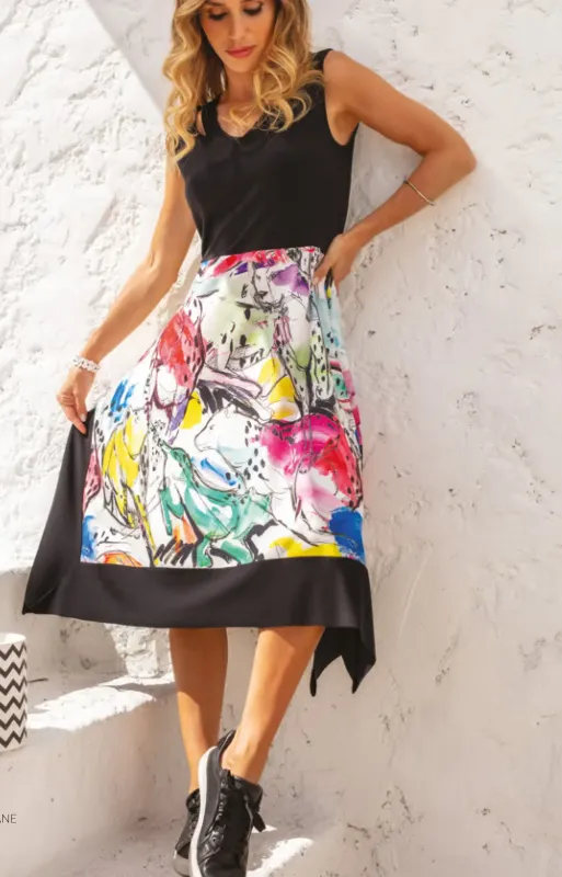 Maloka: Pink Leopard Abstract Art Four Corners Midi Sundress