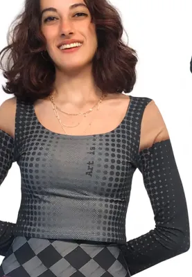 IPNG: Art Is My Body In Rhythm Cold Shoulder Illusion Mini Top (Comes In 2 Lengths!)