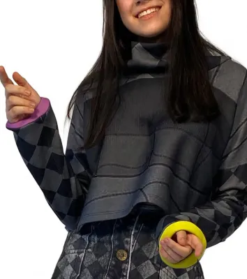 IPNG: Art Is My Body In Rhythm Flared Denim Illusion Blouse T Mini