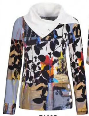 Simply Art Dolcezza: Split Cowl Neck Double OO Abstract Art Sweater Tunic
