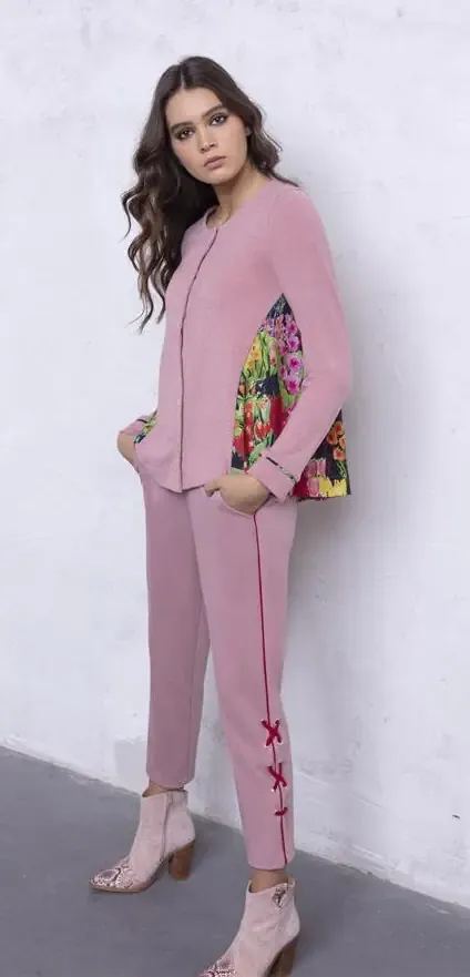 Maloka: Floral Flounce Tricot Sweater Cardigan