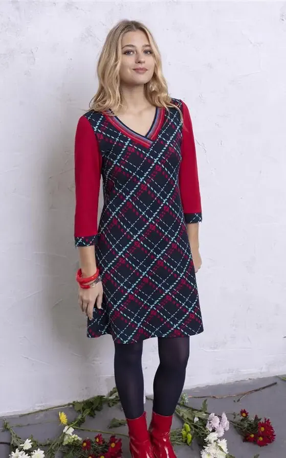 Maloka: Jacquard Tartan Flared Dress (1 Left!)
