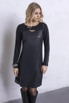 Maloka: Vegan Leather Keyhole Little Black Dress