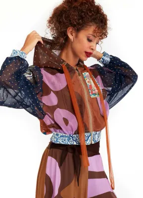 IPNG: Ocean Washed Tiled Hoodie Puff Illusion Zip Jacket