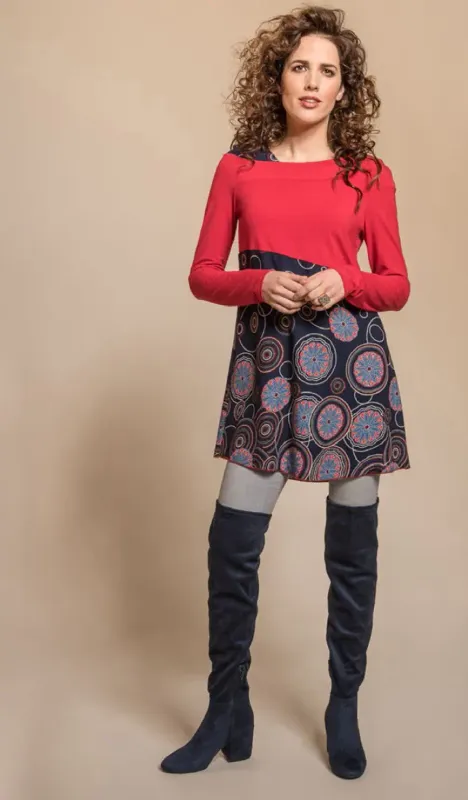 Myco Anna: Asymmetrical Decolletage High Waist Blue Prism Tunic