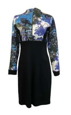 Maloka: Blue Beauty Abstract Art High Waisted Midi Dress