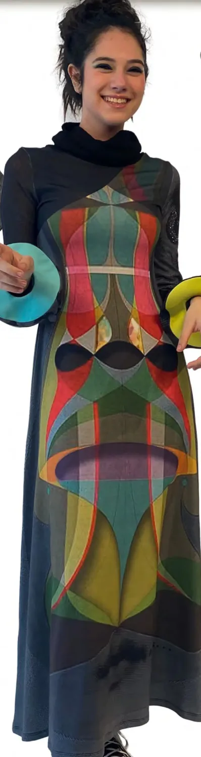 IPNG: Art Is My Body In Rhythm Flared Illusion Dress