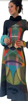 IPNG: Art Is My Body In Rhythm Flared Illusion Dress