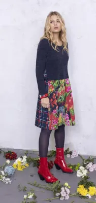 Maloka: Belle Epoque Art Flared Sweater Dress