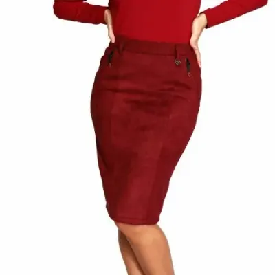 S'Quise Paris: Glam Faux Suede Pencil Skirt