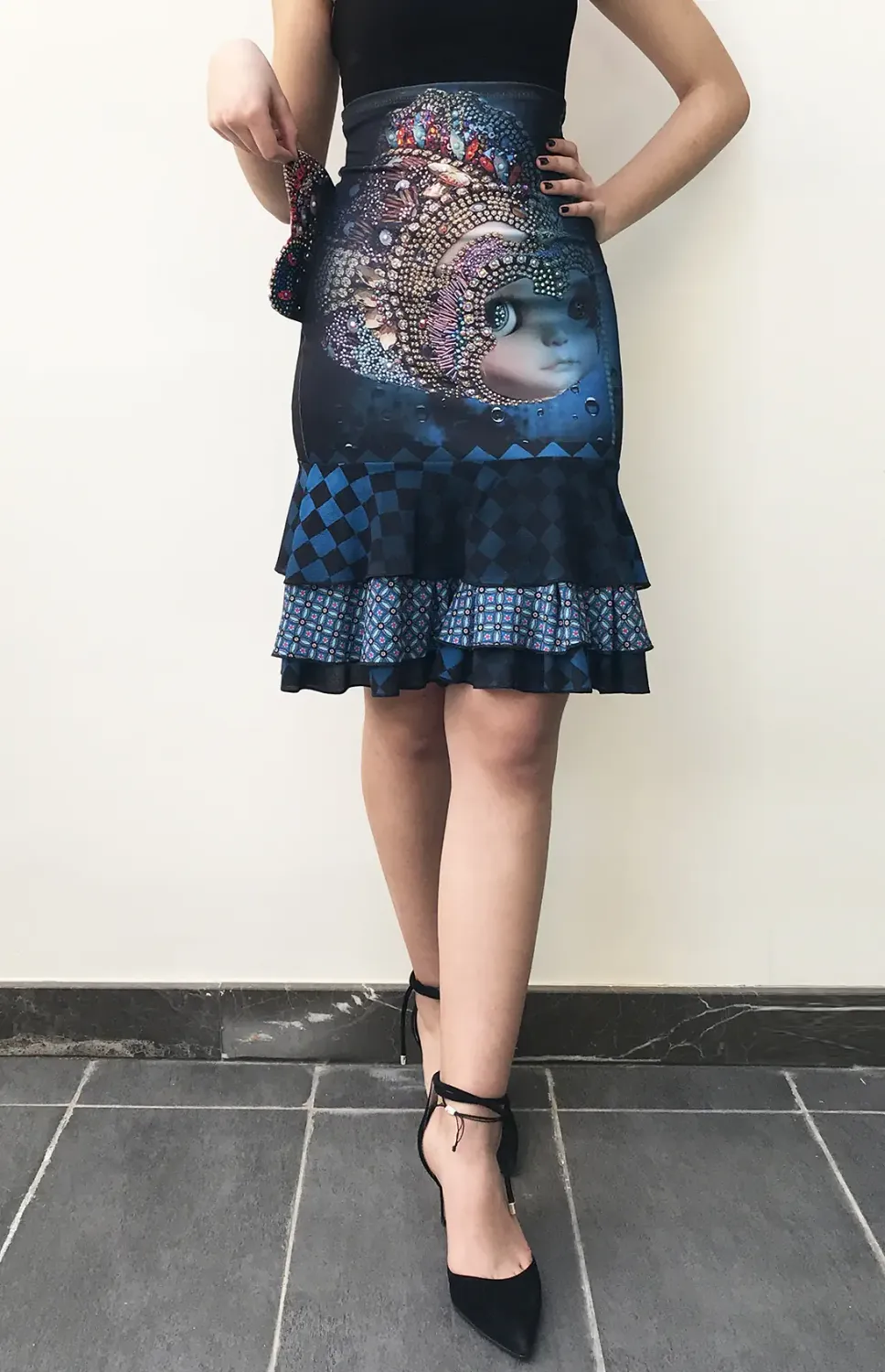 IPNG: Turquarium Jeweled Underwater Illusion Scene Ruffled Skirt (Some Ship Immed!)