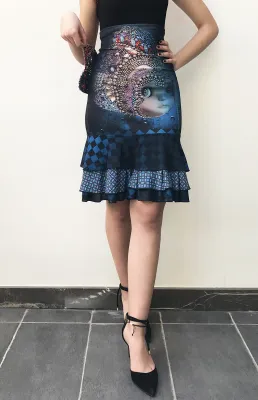 IPNG: Turquarium Jeweled Underwater Illusion Scene Ruffled Skirt (Some Ship Immed!)