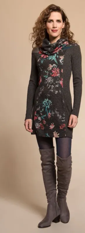 Myco Anna: Pink Jade Eco-Wear Asymmetrical Patchwork Sweater Dress