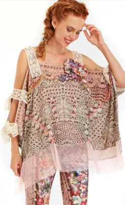 IPNG: Feelin Bloomy Knit Illusion Shawl Blouse (Some Ship Immed!)