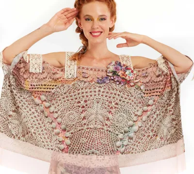 IPNG: Feelin Bloomy Knit Illusion Shawl Blouse (Some Ship Immed!)