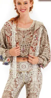 IPNG: Feelin Bloomy Knit Illusion Hoody Puff Jacket