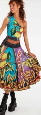 IPNG: Taster's Team Flared Chiffon Magic Midi Skirt (Some Ship Immed!)