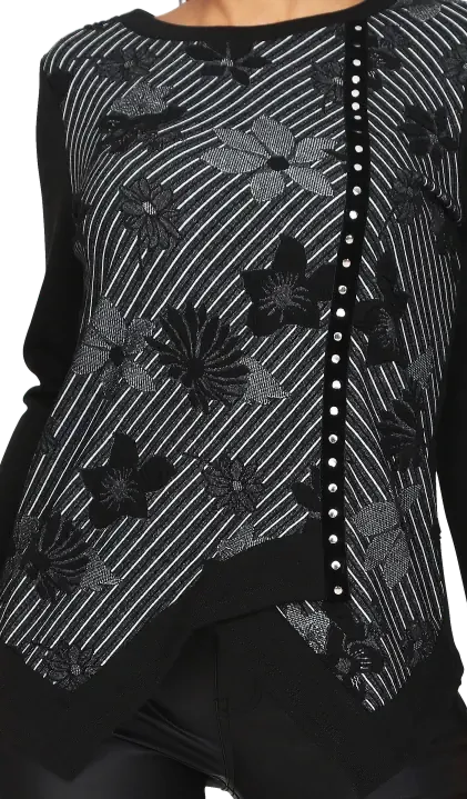 S'Quise Paris: Asymmetrical Black Petals Tunic