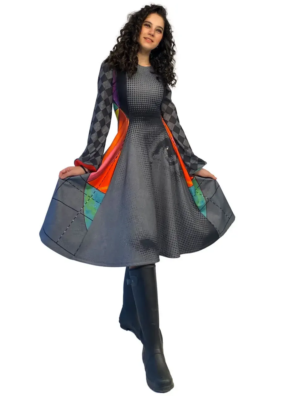 IPNG: Art Is My Body In Rhythm Flared Illusion Midi Dress